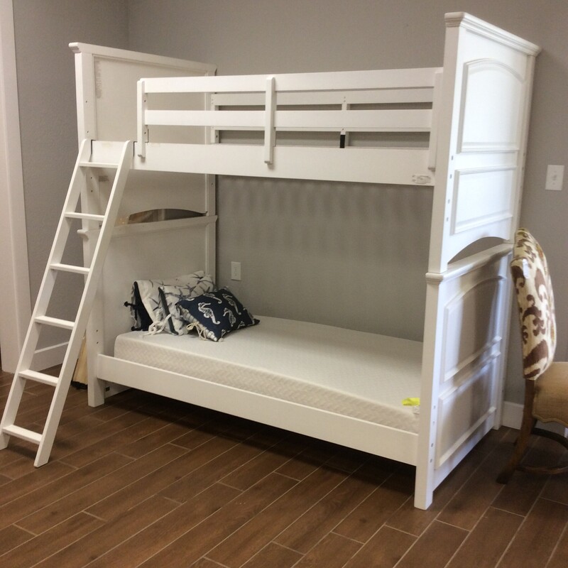 Painted White Wood twin bunk bed