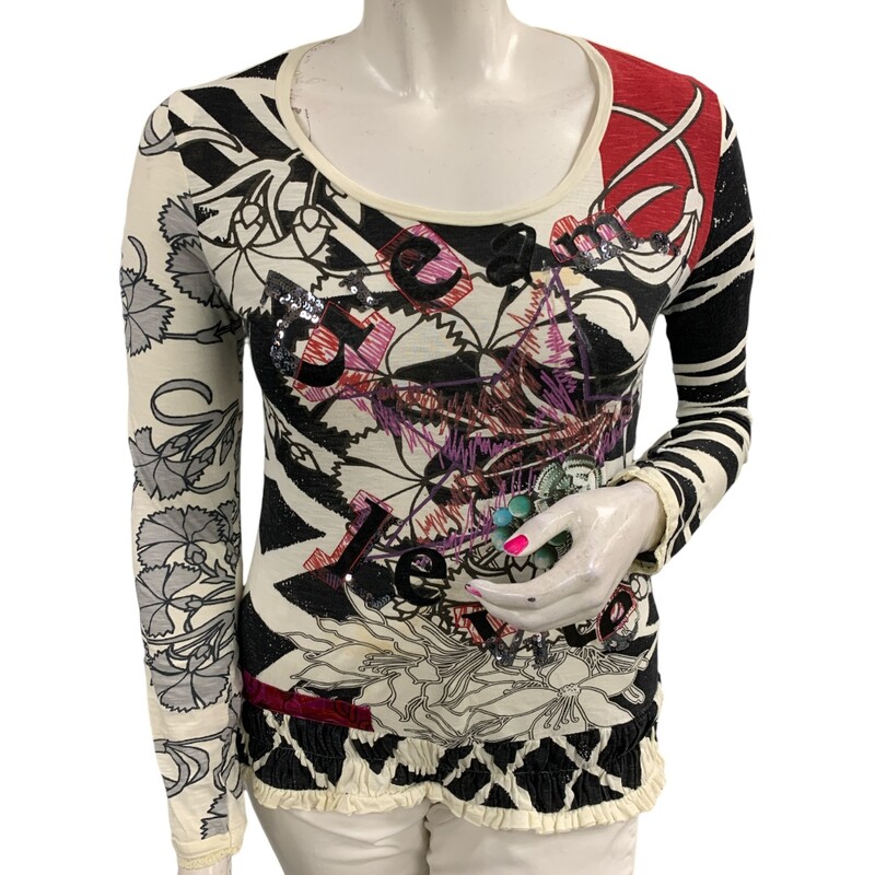 Desigual Top LS, Multi, Size: L