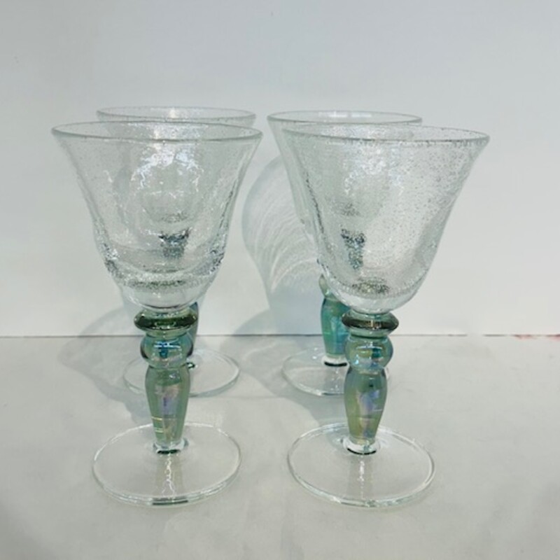 Set of 4 Iridescent Bubble Glasses
Clear Green Blue Size: 4 x 7.5H