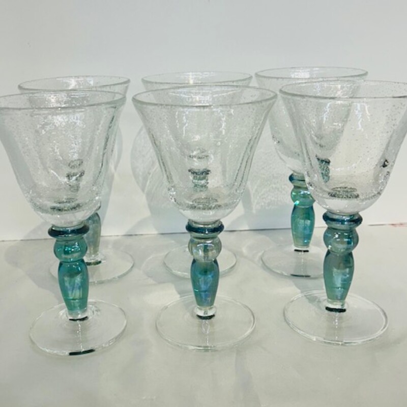 Set of 6 Iridescent Bubble Glasses
Clear Green Blue Size: 4 x 7.5H