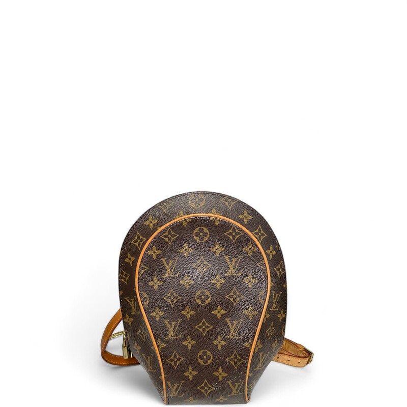 Louis Vuitton Ellipse Monogram Backpack

Dimensions:
Base length: 5 in
Height: 12.25 in
Width: 4.25 in
Drop: 13 in

Date Code:
SD1023

This is an authentic LOUIS VUITTON Monogram Ellipse Sac a Dos Backpack. This backpack is crafted of classic Louis Vuitton monogram coated canvas with signature vachetta cowhide leather trim and adjustable shoulder straps. The brass wrap-around zipper opens to a cocoa brown fabric interior with a patch pocket and D-ring.