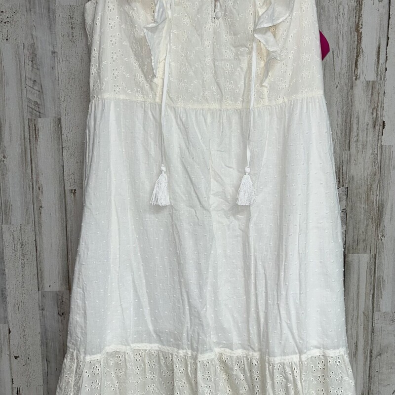 L White Eyelit Maxi Dress, White, Size: Ladies L