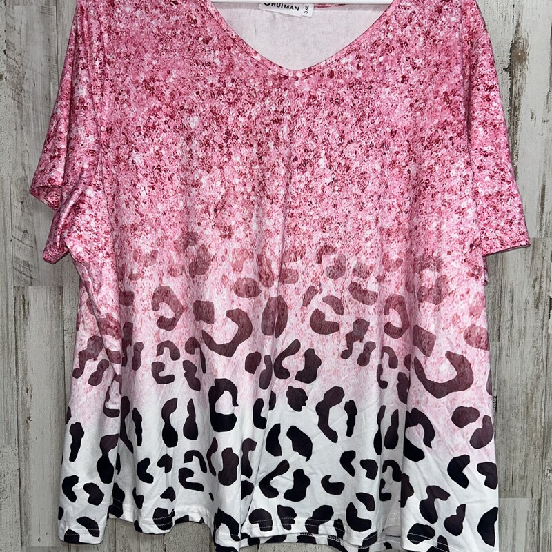 3X Pink Ombre Leopard Top