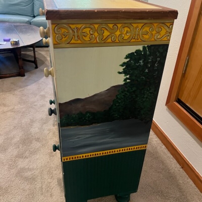 Custom Painted Fishing Dresser<br />
<br />
Size: 44Lx16Dx42