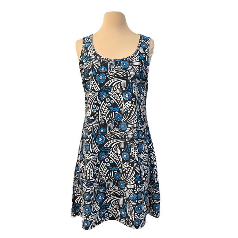 Nuu Muu Ruu Muu Dress<br />
Back Pocket<br />
Bleu/Twinkle 2016 Pattern<br />
Black with White, Blue and Cream<br />
Size: Large