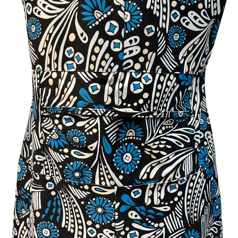 Nuu Muu Ruu Muu Dress<br />
Back Pocket<br />
Bleu/Twinkle 2016 Pattern<br />
Black with White, Blue and Cream<br />
Size: Large