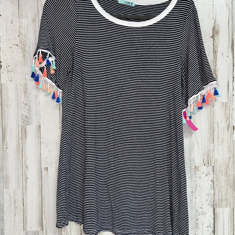 S Navy Stripe Tassel Top