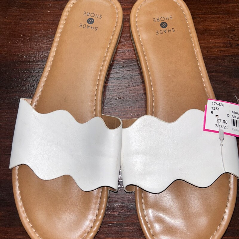 A9 White Ruffle Cut Sanda, White, Size: Shoes A9