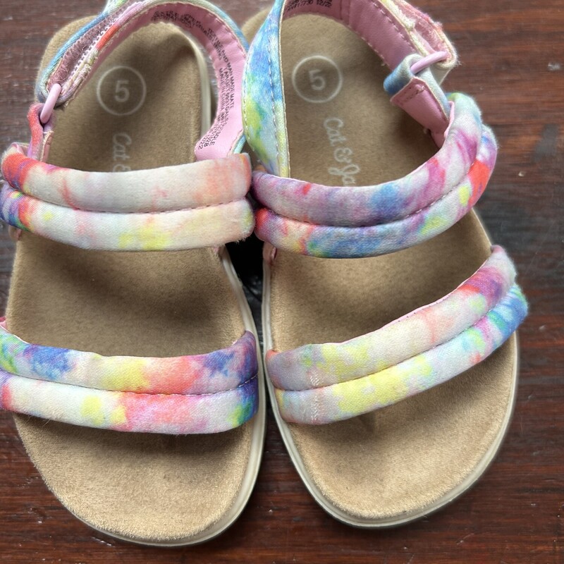 5 Tie Dye Strap Sandals, Pink, Size: Shoes 5