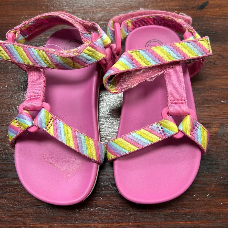 7 Pink Stripe Strap Sanda, Pink, Size: Shoes 7