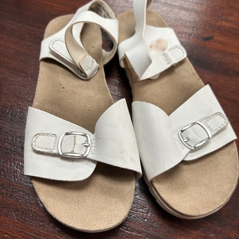12 White Buckle Sandals, White, Size: Shoes 12