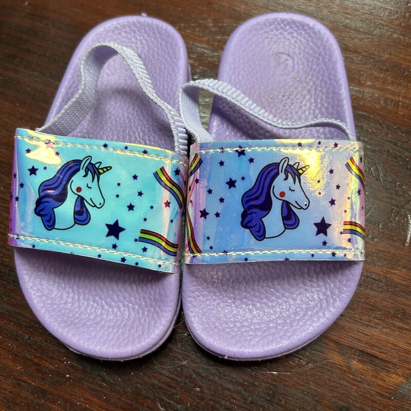 7/8 Purple Unicorn Slides, Purple, Size: Shoes 7