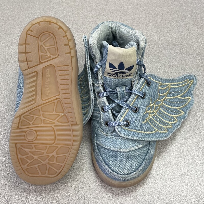 Adidas Jeremy Scott Winged Sneaker, Denim, Size: 7T