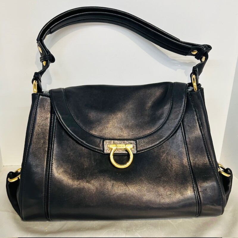 Salvatore Ferragamo Leather Shoulder Bag
Black Gold
Size: 16 x 10H