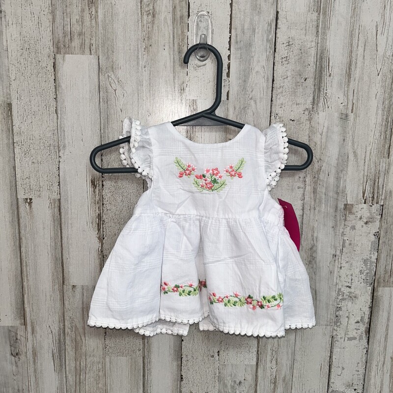 6M White Floral Top, White, Size: Girl 6-12m