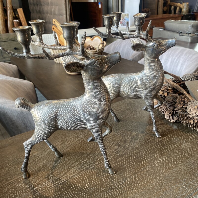Deer Pewter Candle Holder, Set Of 2,

Size: 14Hx10Wx3D
