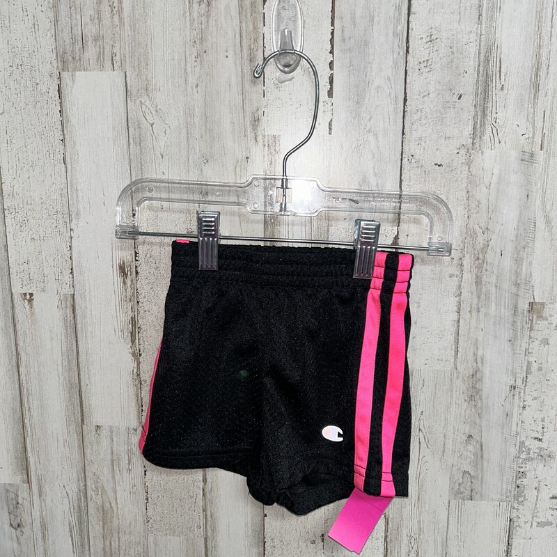 18M Black/Pink Gym Shorts, Black, Size: Girl 18-24