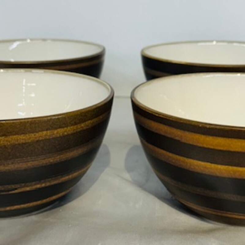 Threhold Striped Stoneware Bowls
Set of 4
Brown Tan Cream
Size: 6 x 3H