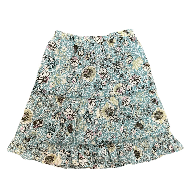 Mystree Top & Skirt Set<br />
Floral Print<br />
Colors: Teal, Cream, and Brown<br />
Size: Medium