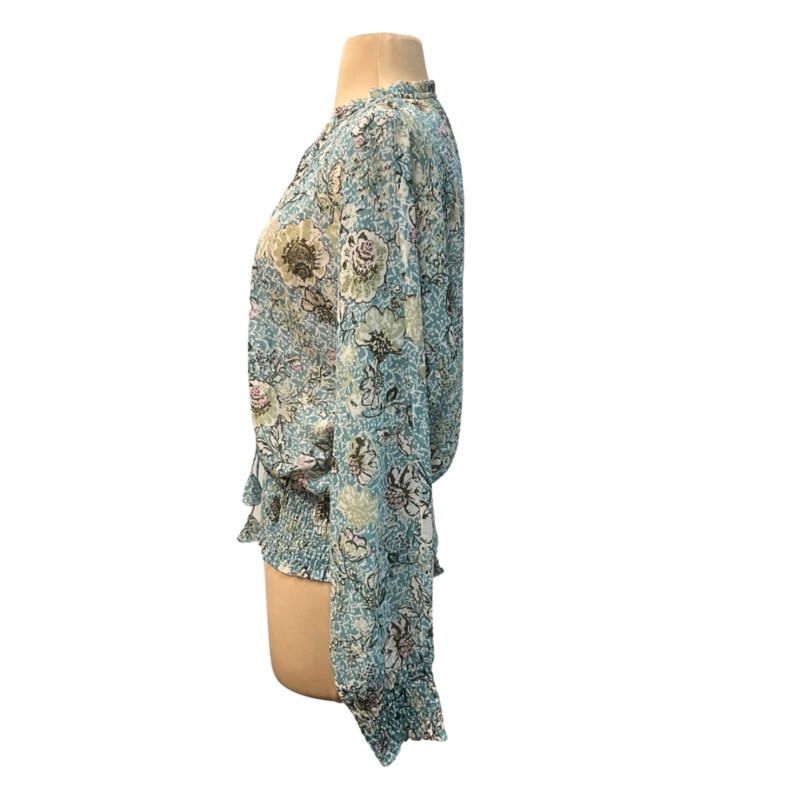 Mystree Top & Skirt Set<br />
Floral Print<br />
Colors: Teal, Cream, and Brown<br />
Size: Medium