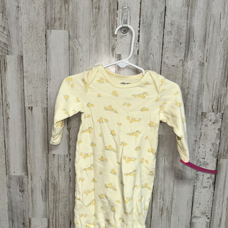 0/3M Duck Print Gown, Yellow, Size: Boy 0-9m