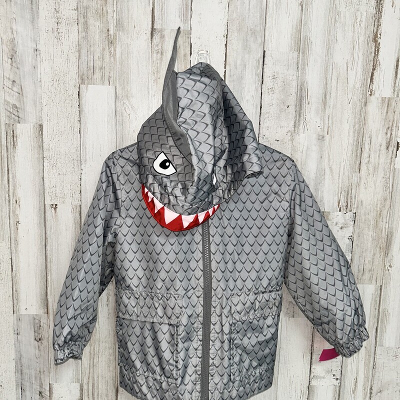 2T Grey Shark Rain Jacket, Grey, Size: Boy 2T-4T