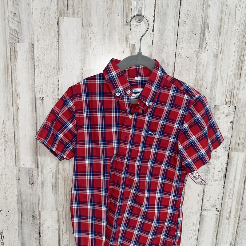 7 Red Plaid Button Up