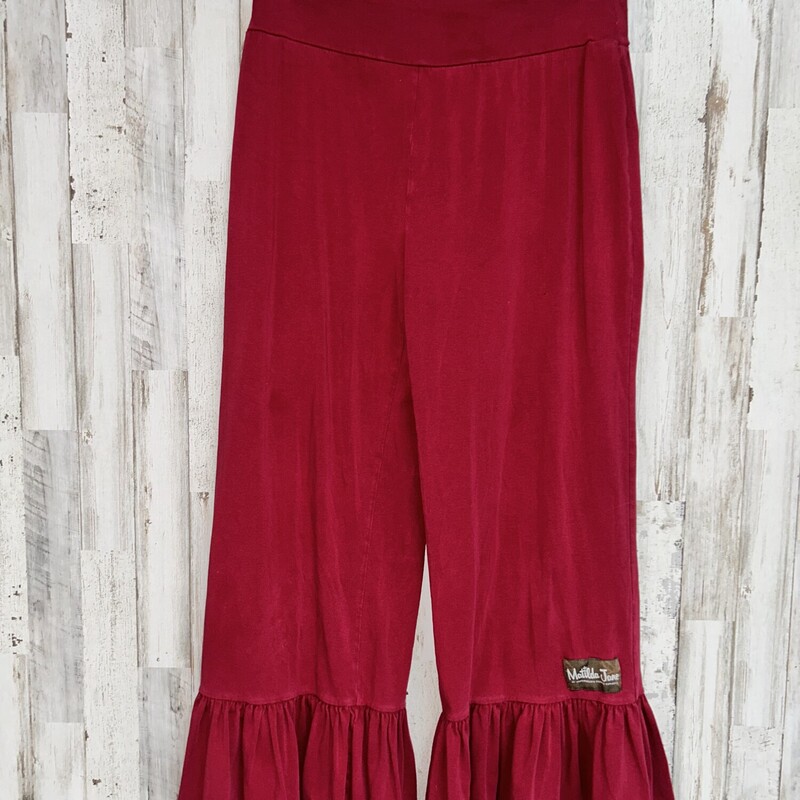 M Red Ruffle Flare Pants