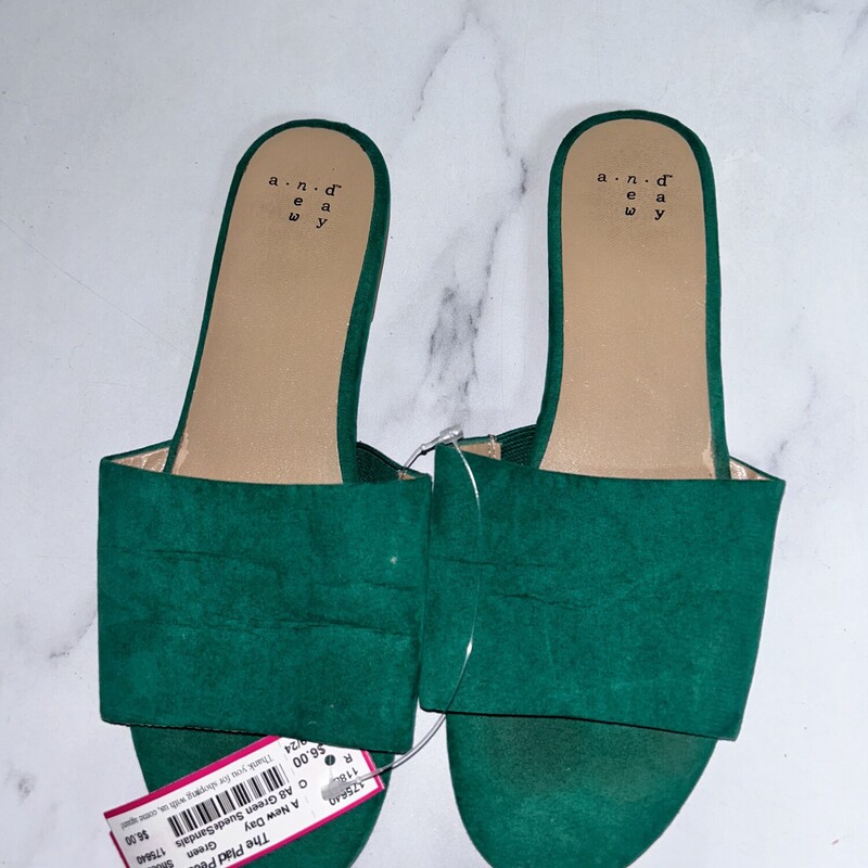 A8 Green Suede Sandals, Green, Size: Shoes A8