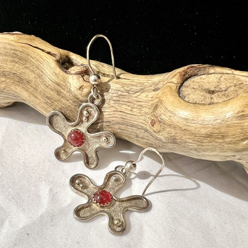 Sterling Starfish & Orange Stone earrings
