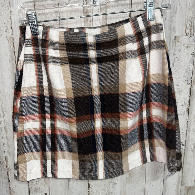 S Brown Plaid Skirt, Brown, Size: Ladies S