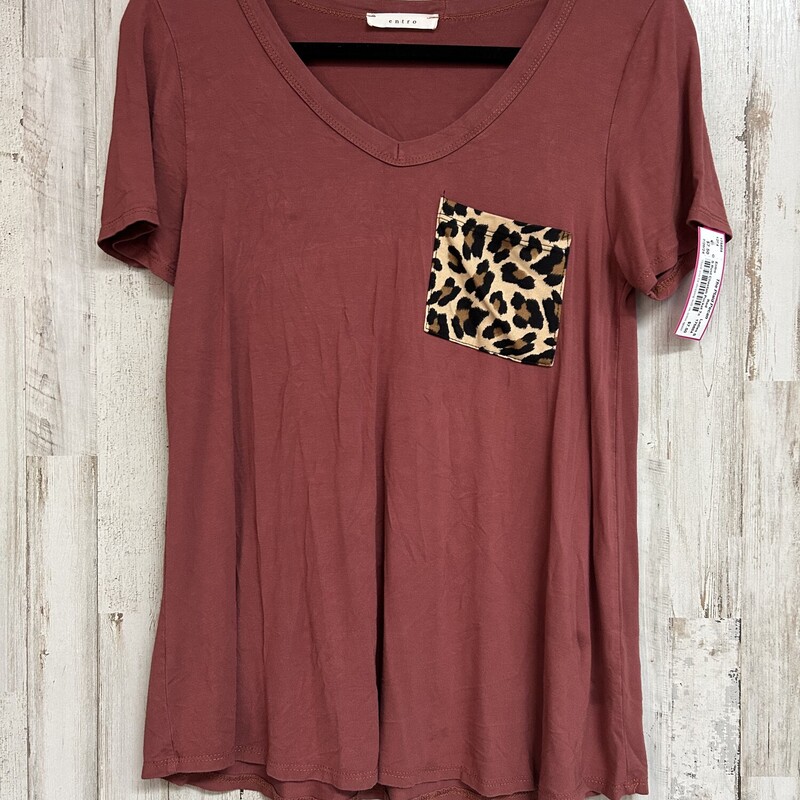 S Rust Cheetah Pocket Top, Red, Size: Ladies S