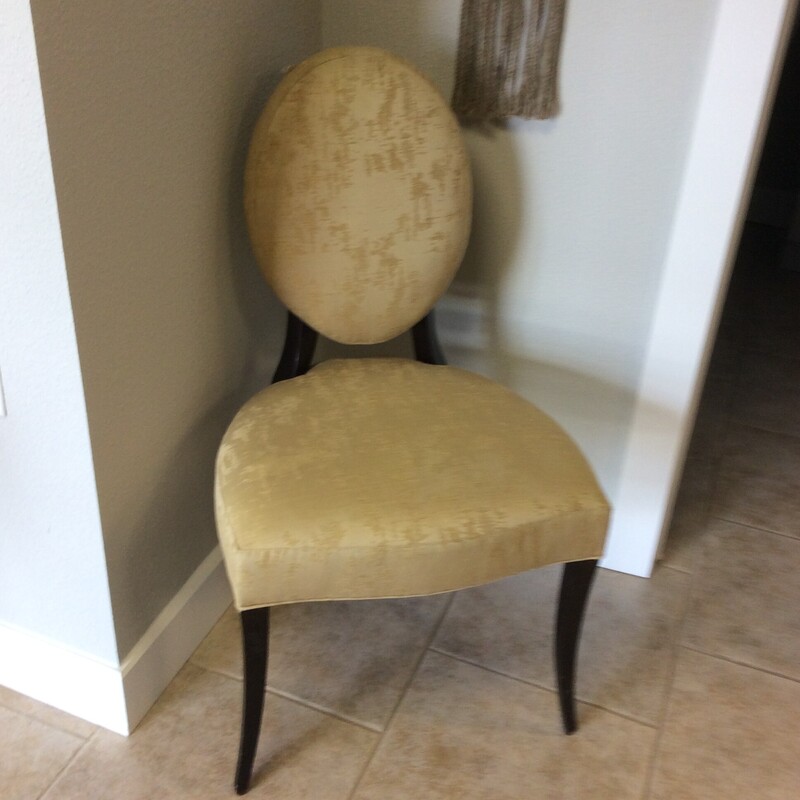 This Art Deco style Chair By Baker Furniture are upholstered in a butter yellow silk fabric.
