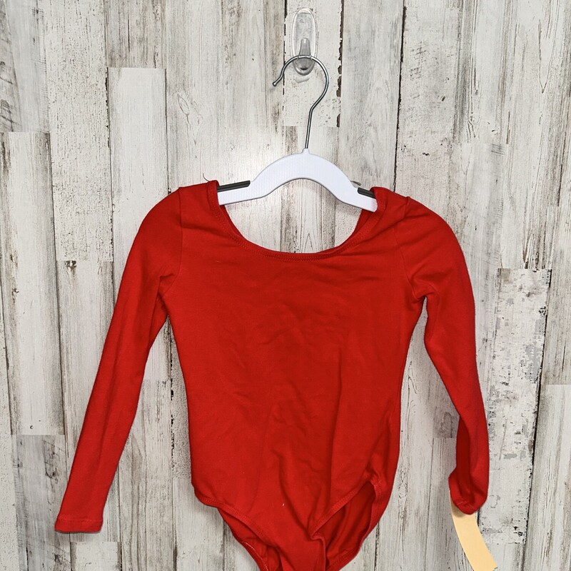 4 Red Cotton Leotard, Red, Size: Girl 4T