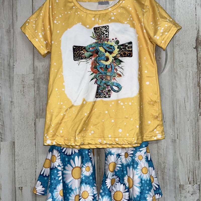 4T 2pc Floral Faith Set, Yellow, Size: Girl 4T