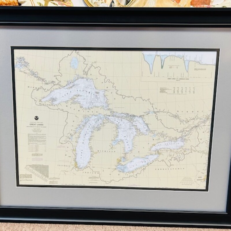 Great Lakes Detailed Map
Tan White in Black Frame
Size: 30x24H
Museum Quality Glass