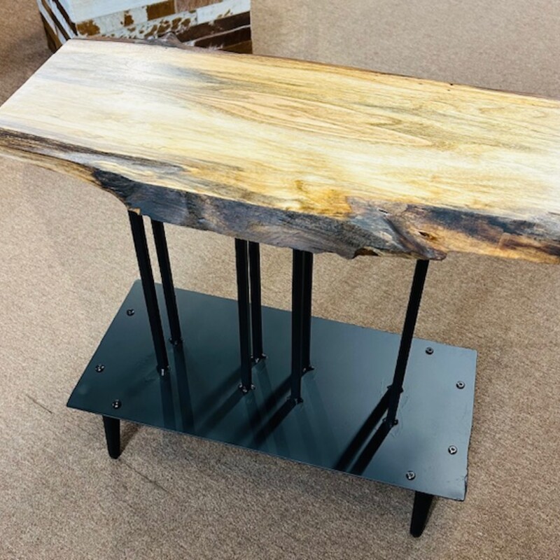 Live Edge Wood Iron Base Accent Table
Black Brown Tan Size: 23 x 12.5 x 25H
Handmade by local artist