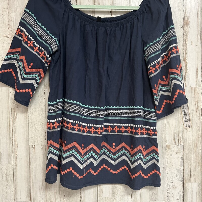 S Navy Emboidered Top