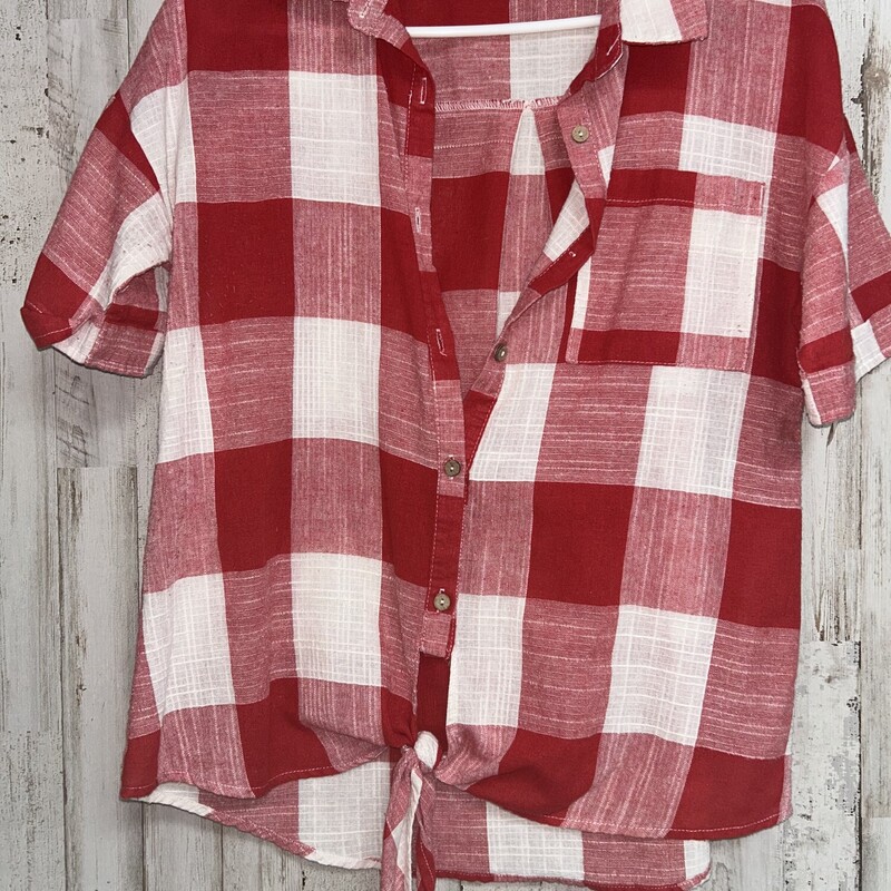 M Red Plaid Button Up