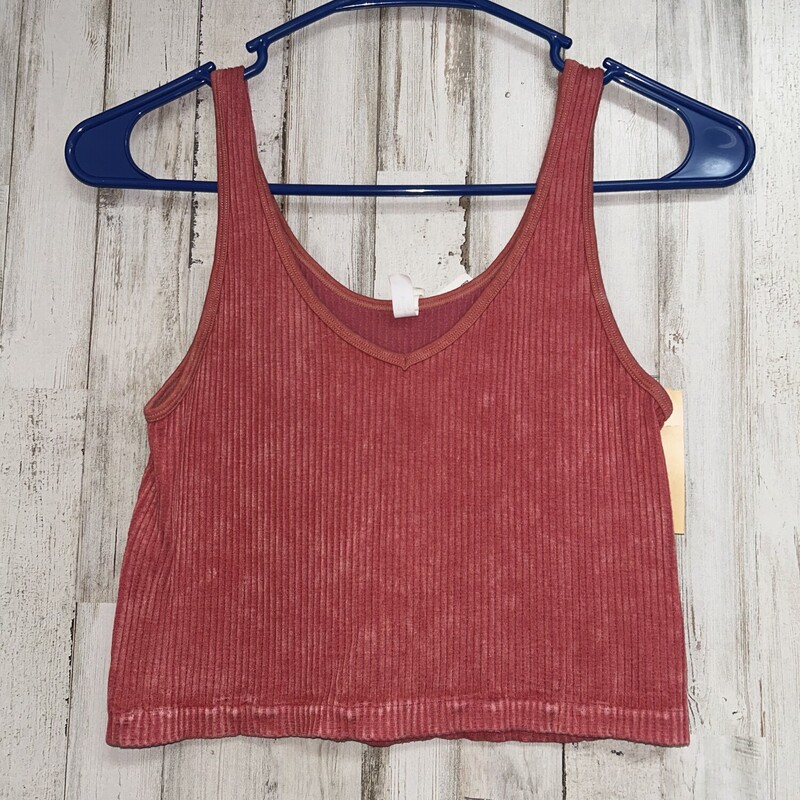 M Red Ribbed Knit Tank