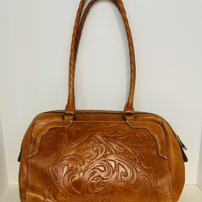 Patricia Nash Scroll Pattern Leather Satchel
Brown
Size: 14 x 10H