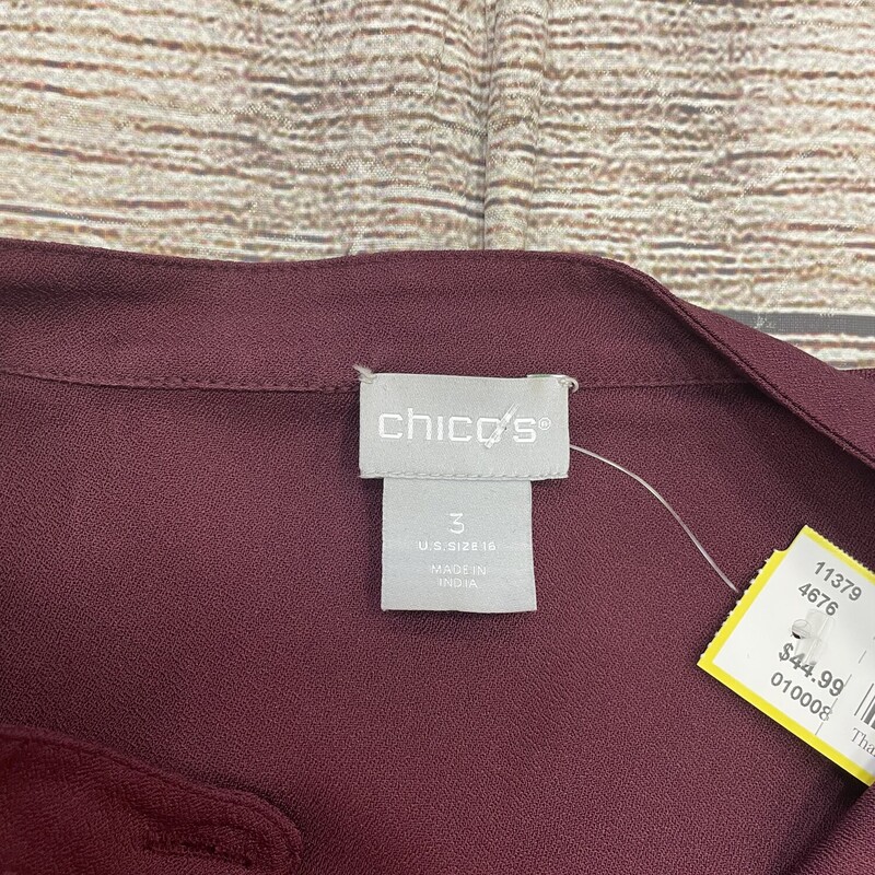 Chicos Top, Maroon, Size: XL