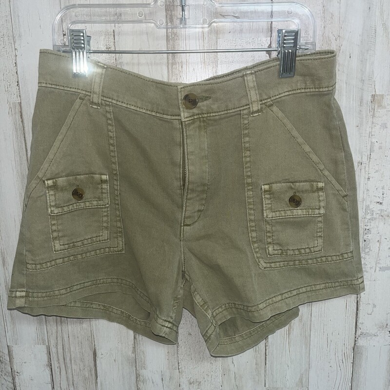 10/12 Olive Button Shorts, Green, Size: Girl 10 Up