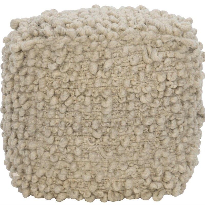 Bernhardt Furniture Kai Ottoman<br />
<br />
Size: 18x18x18<br />
<br />
Bernhardt Interiors offers high-design furniture with an eclectic edge. Bound in hand-loomed wool, the Kai ottoman is a bohemian treasure. Cozy and inviting, the textured wool offers a tactile experience. Sturdy construction makes this pouf a perfect footrest, seat or side table. With its soft, natural look and unique style, it makes a chic design statement in any space