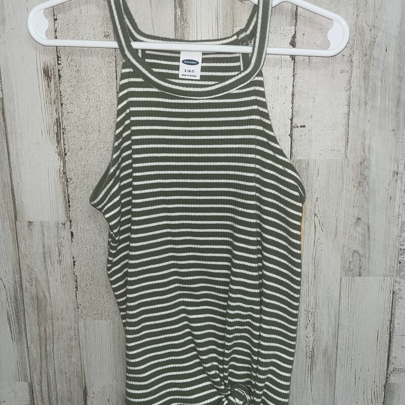 6/7 Olive Ribbed Stripe T, Green, Size: Girl 6/6x