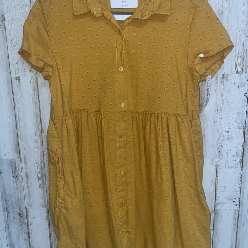 6/7 Mustard Button Dress, Yellow, Size: Girl 6/6x
