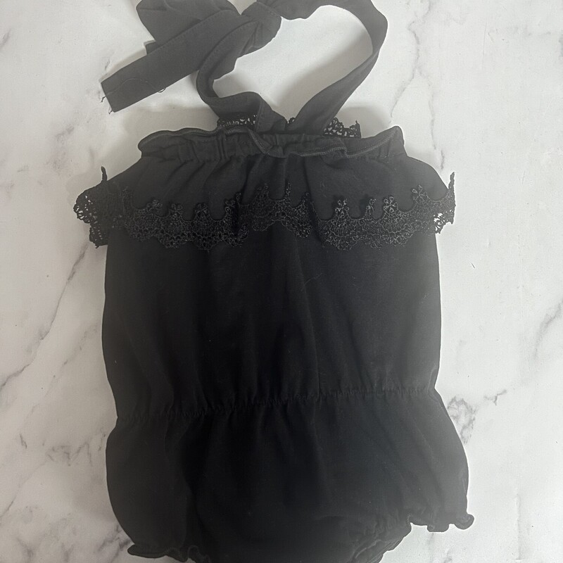 18/24M Black Lace Trim Bu, Black, Size: Girl 18-24