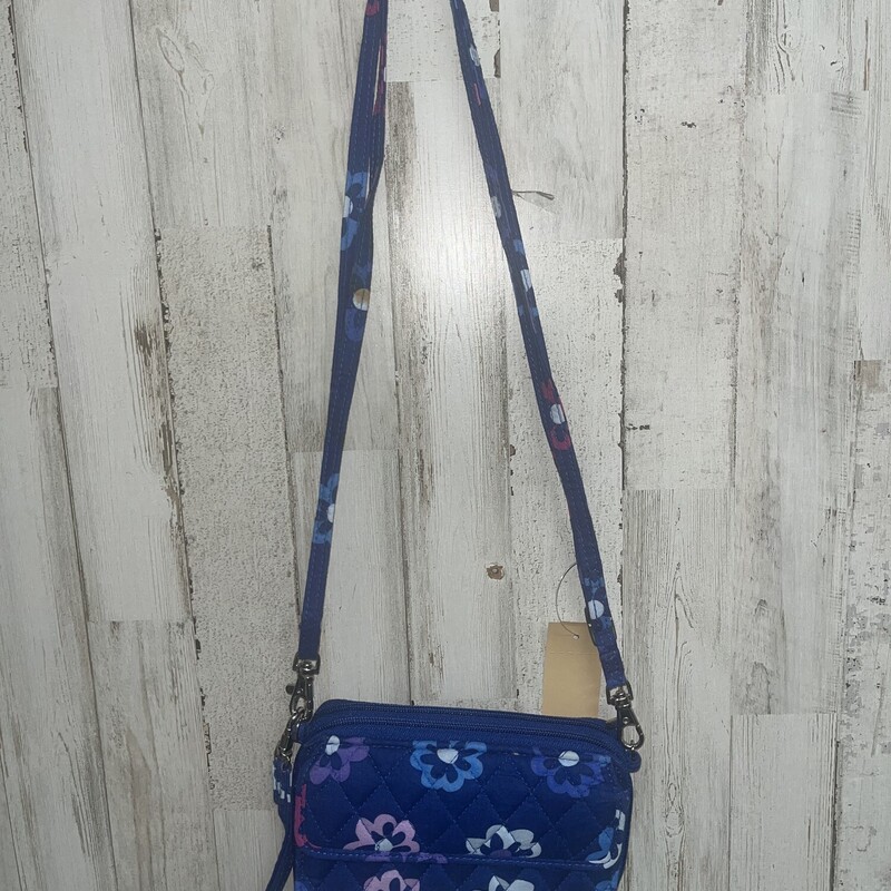 Blue Floral Crossbody Wal, Blue, Size: Purses