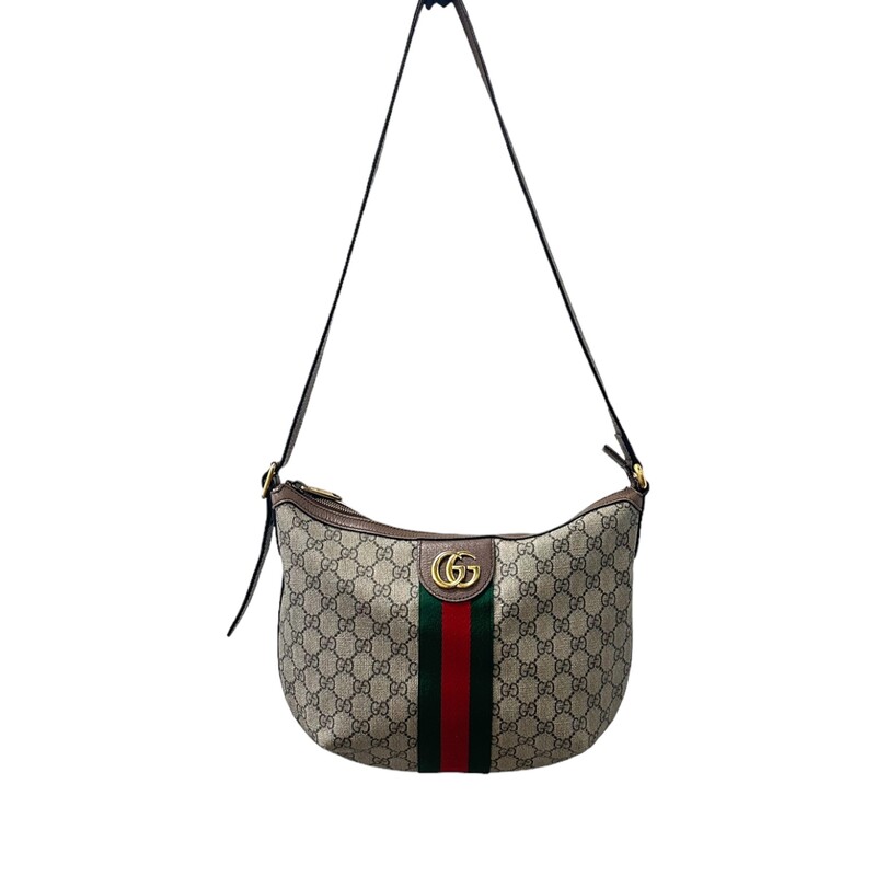 Gucci OPHIDIA GG SMALL CROSSBODY<br />
Beige/ebony soft GG Supreme, crafted from a coated microfiber fabric, with brown leather trim<br />
Green and red Web<br />
Antique gold-toned hardware<br />
Double G<br />
Interior zipper pocket<br />
Adjustable leather shoulder strap with 16.9 drop<br />
Zipper closure<br />
Small size: 11.8W x 8.7H x 2.2D<br />
Made in Italy