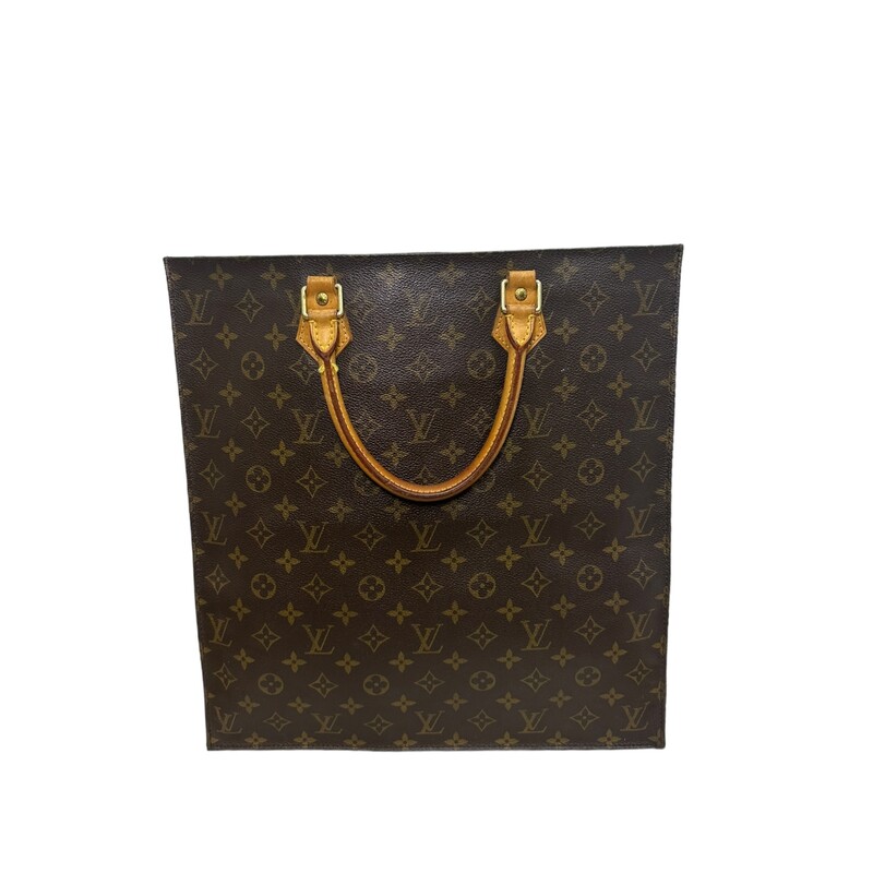 Louis Vuitton Sac Plat, Monogram, Size: GM<br />
<br />
Date Code: MI0082<br />
<br />
Dimensions:<br />
Base length: 14.25 in<br />
Height: 15 in<br />
Width: 3.75 in<br />
Drop: 4.75 in<br />
<br />
Light musty smell.